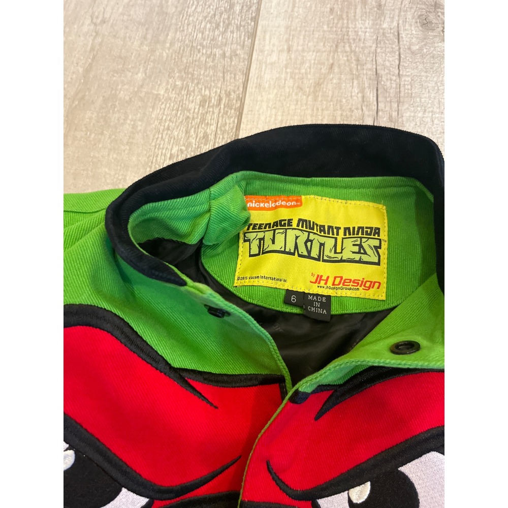 JH Design TMNT Teenage Mutant Ninja Turtles Kids Twill Jacket Green Black Size 6
